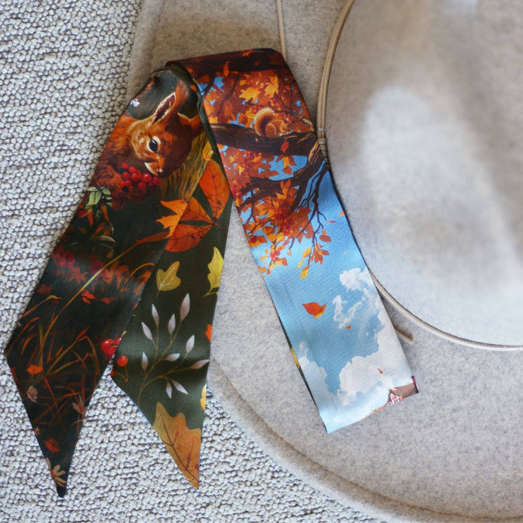 Country Squirrels Silk Twilly Scarf