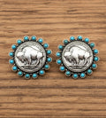 Buffalo Nickel with Turquoise Stones Earrings
