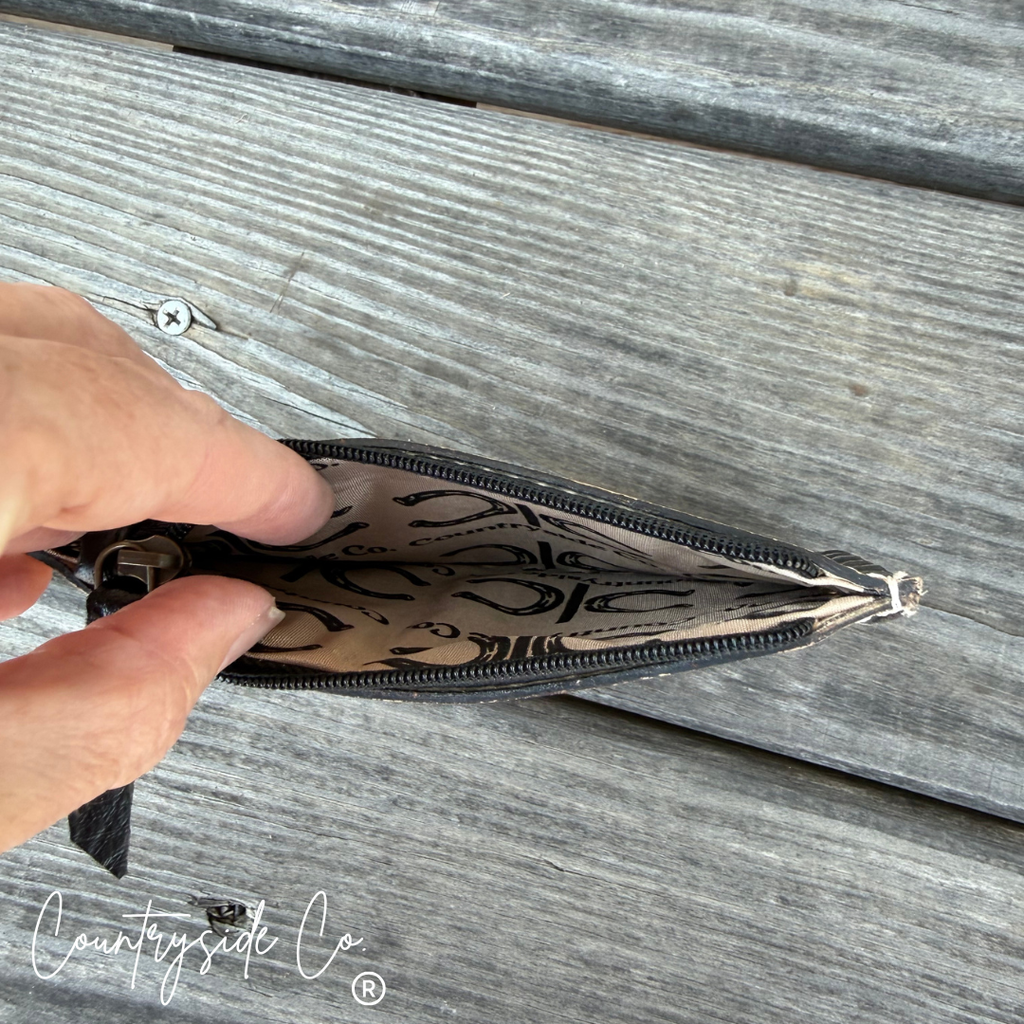 Stella Tooled Leather Zipper Wallet