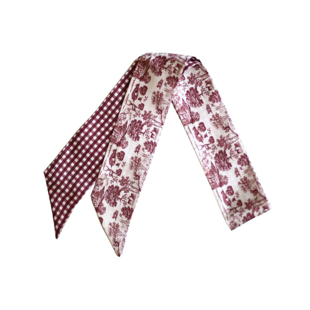 Burgundy Forest Toile Silk Twilly Scarf