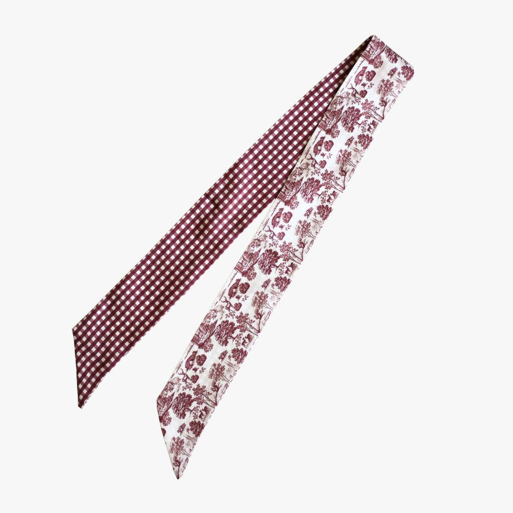 Burgundy Forest Toile Silk Twilly Scarf