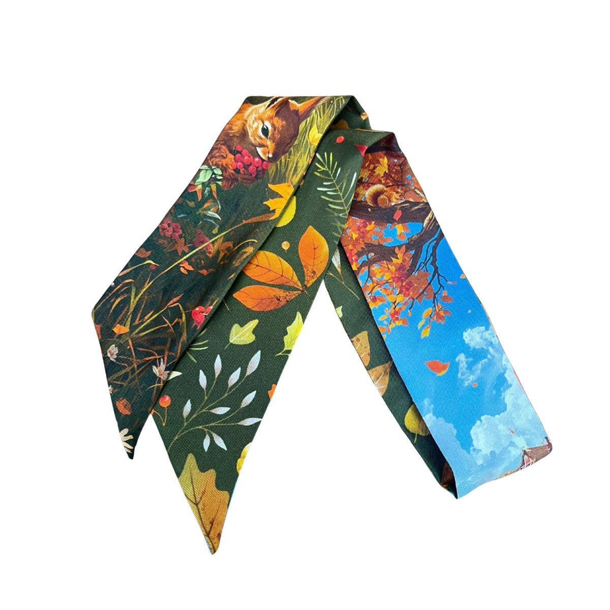 Country Squirrels Silk Twilly Scarf