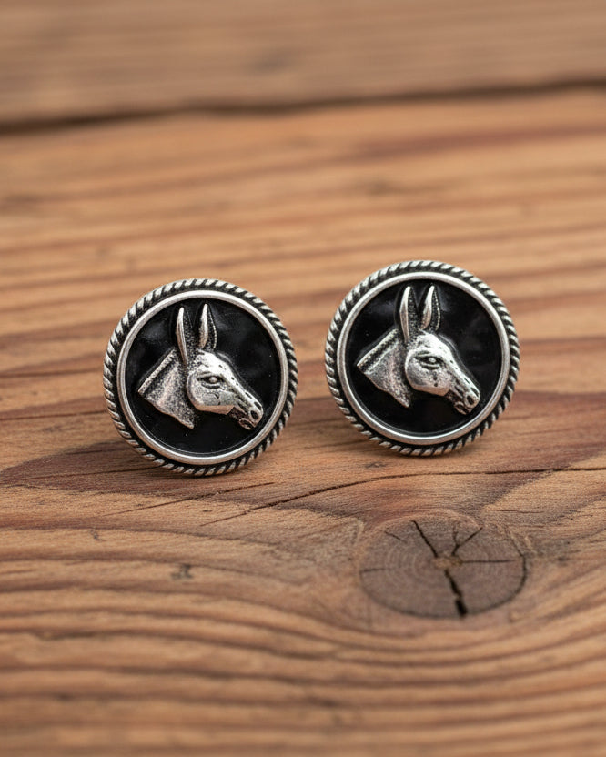 Mule Portrait Round Post Earring