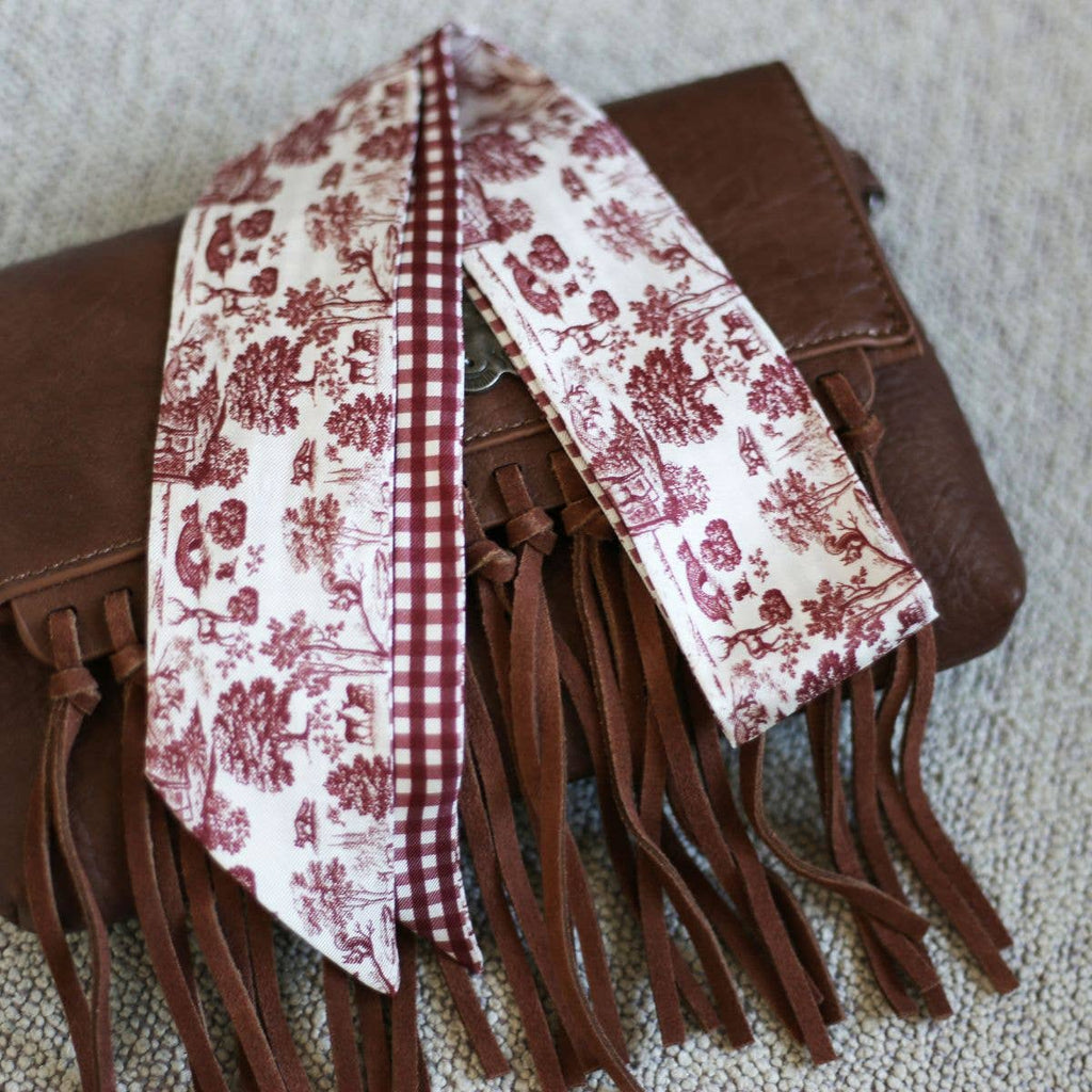 Burgundy Forest Toile Silk Twilly Scarf