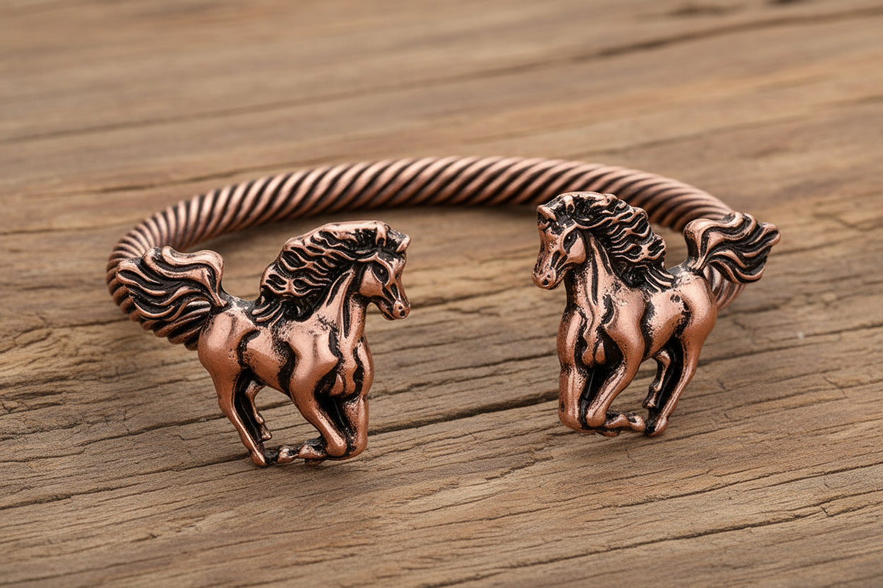 Running Horse Twisted Metal Cuff Bracelet