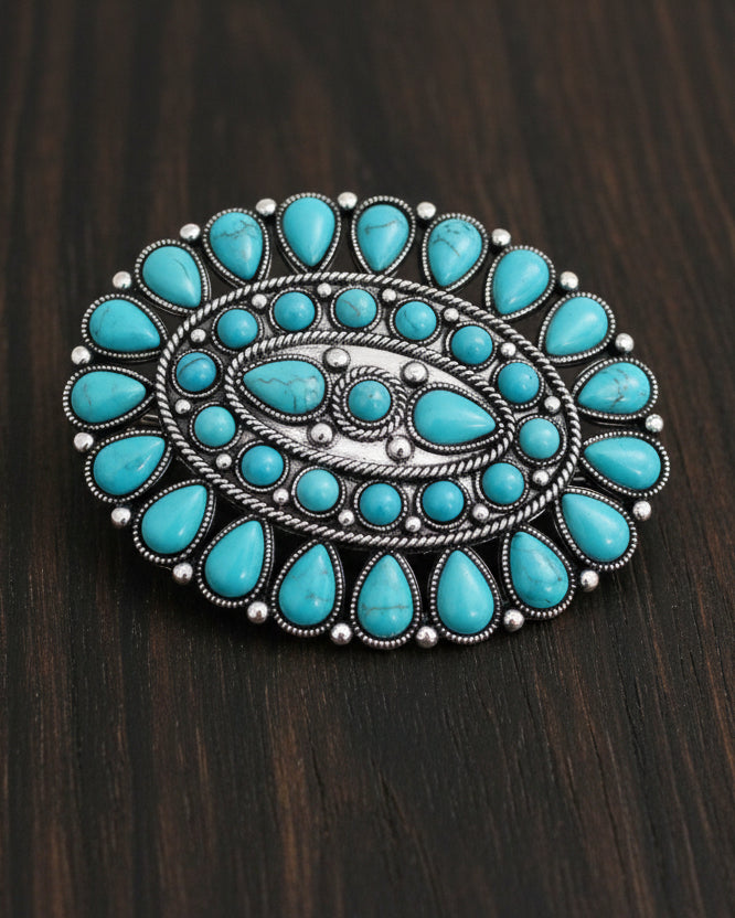 Western Turquoise Stone Belt Buckle