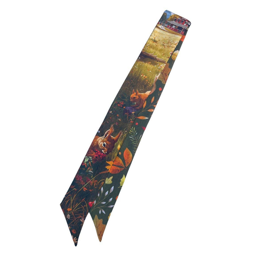 Country Squirrels Silk Twilly Scarf