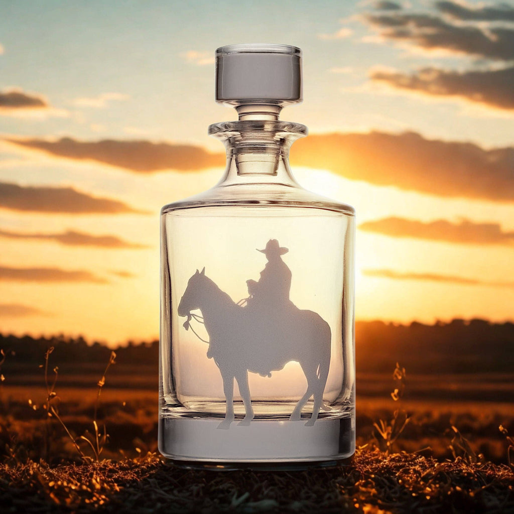 Prairie Cowboy Crystal Decanter