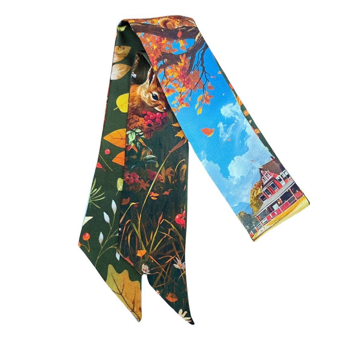 Country Squirrels Silk Twilly Scarf