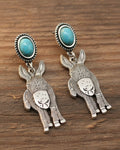 Western Mule / Donkey with Turquoise Stone Earrings