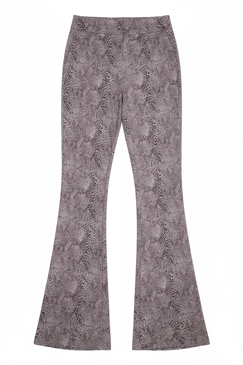 Snake Skin Print Bell Bottom Pant