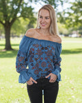 Avalanche Blue Peasant Top - The Farmstead Workshop