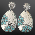 Turquoise Flower Western Earrings