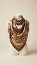 Silk paisley scarf with desert gold accents