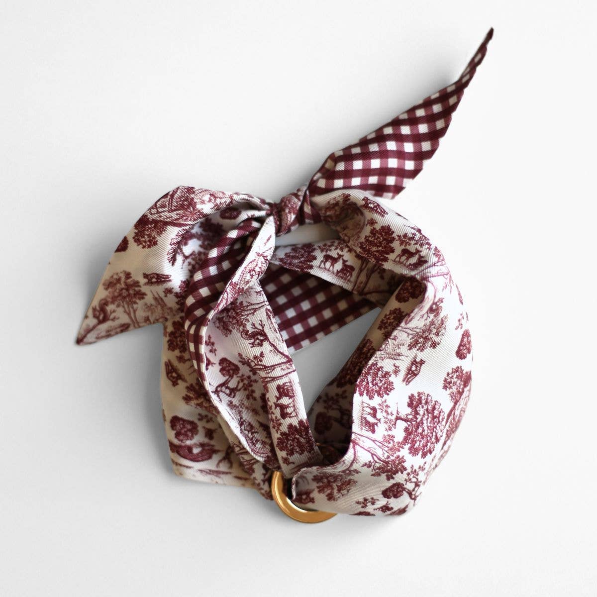 Burgundy Forest Toile Silk Twilly Scarf