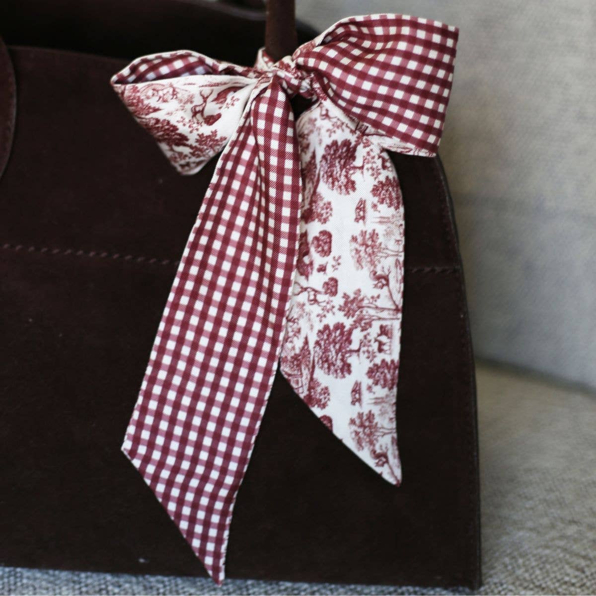 Burgundy Forest Toile Silk Twilly Scarf