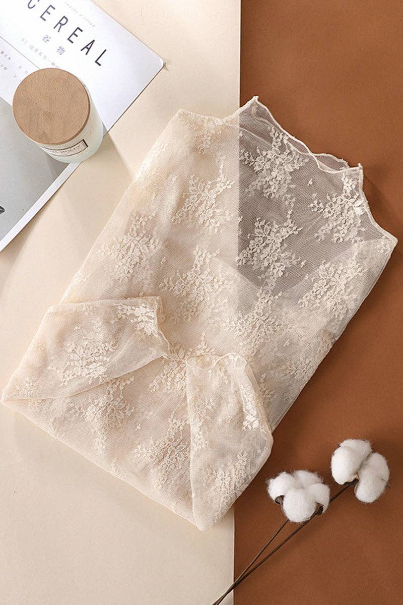Sheer Lace Long Sleeve Top