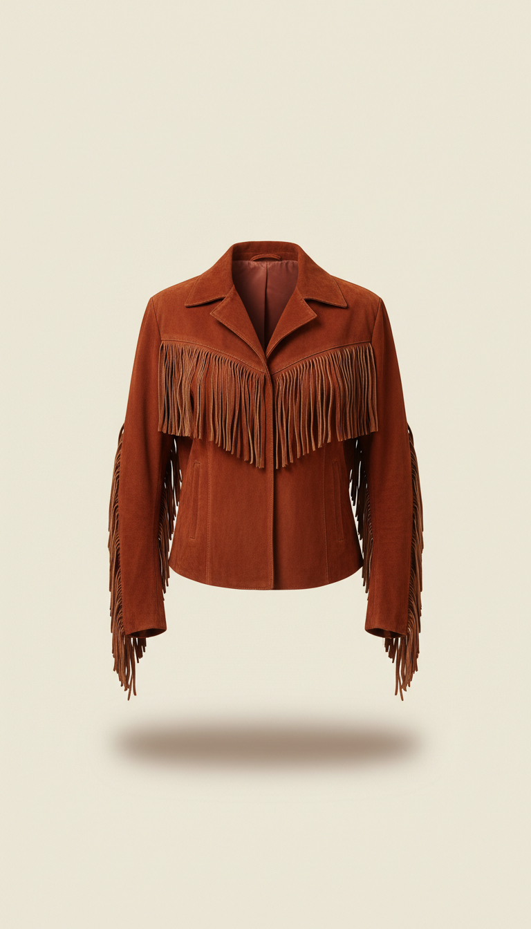 Suede fringe jacket in copper canyon