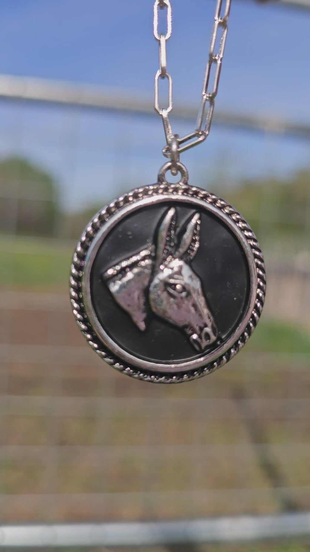 Mule Portrait Pendant Necklace