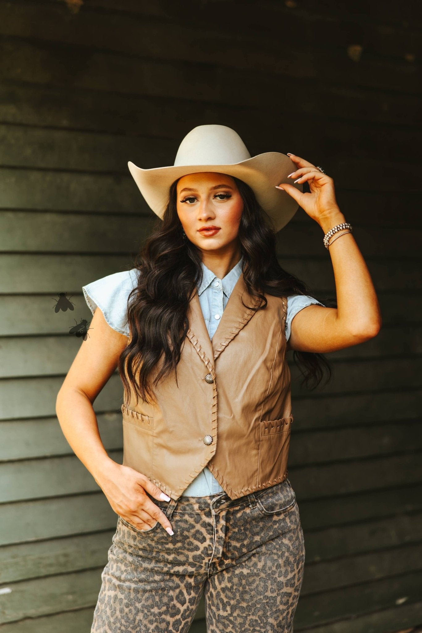 Whiskey Creek Latte Faux Leather Vest - The Farmstead Workshop