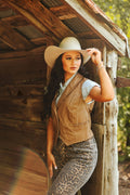 Whiskey Creek Latte Faux Leather Vest - The Farmstead Workshop