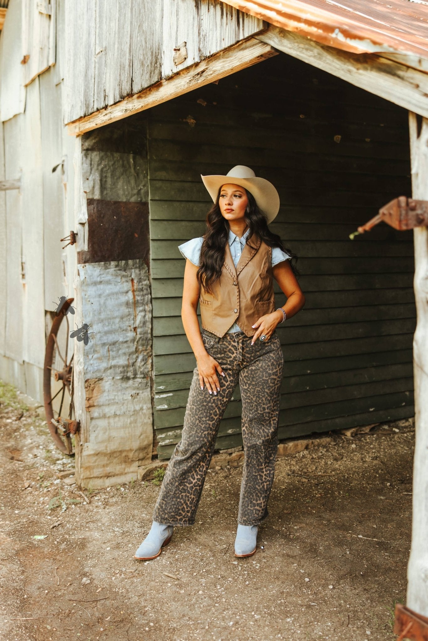Whiskey Creek Latte Faux Leather Vest - The Farmstead Workshop